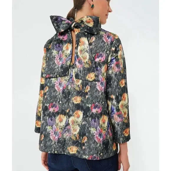 Tuckernuck Midnight Primrose Jacquard Faye Blouse NWT size XXS - Picture 4 of 7